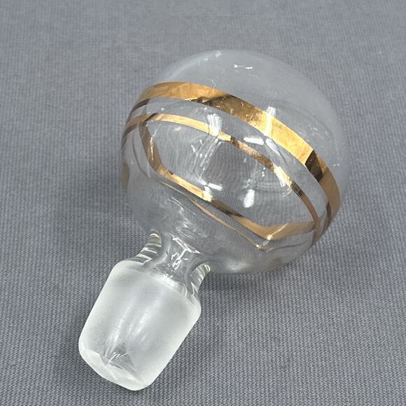 VTG Wine Decanter 15 Floral Hand Painted Romanian Crystal Gold Yellow MCM Carafe - Picture 6 of 16